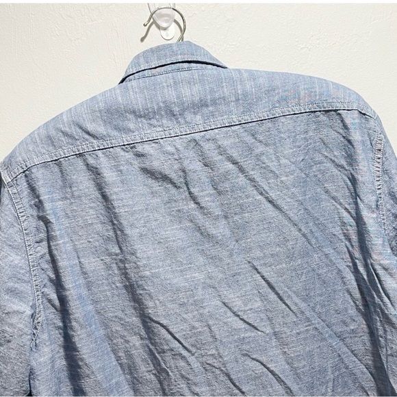 WOOLRICH Men’s Blue Chambray ATLAS Short Sleeve Button Down Shirt Cotton Size XL - Picture 5 of 8